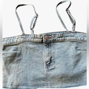 Wild Fable XL Reworked Boho Country-Chic Denim Crop Top with String Fringe